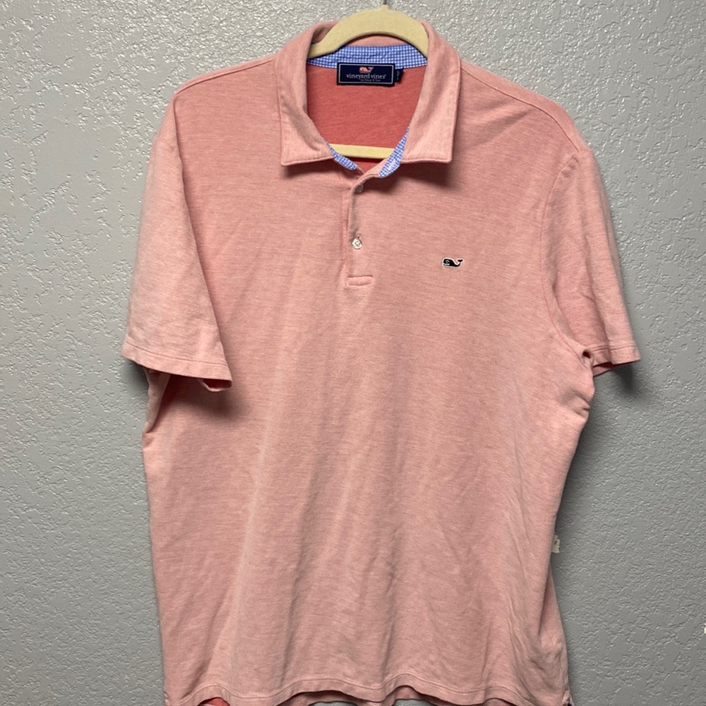 Vineyard Vines Men's Pink 100% Pima Cotton Short Sleeve Polo Shirt L large EUC